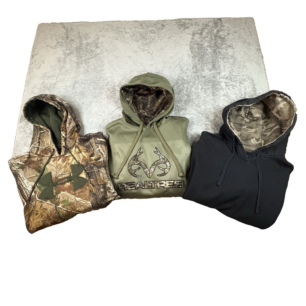 MIXED LOT OF 3 Men's L Realtree/Venado/Under Armour Camo Hoodies SEE DESCRIPTION